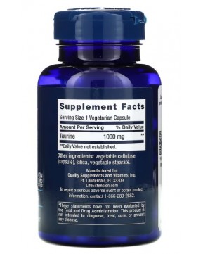 Life Extension, Таурин, 1000 мг, 90 вегетарианских капсул